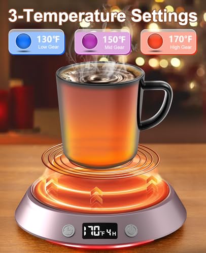 Mug Warmer for Desk, Coffee Warmer with 3 Temp Settings & 2-9H - Product Imagery