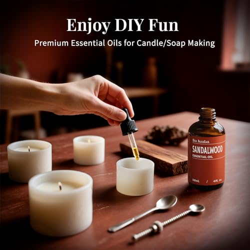 SU JUABA Sandalwood Essential Oil for Diffuser, Skin & Body, DIY - Product Imagery