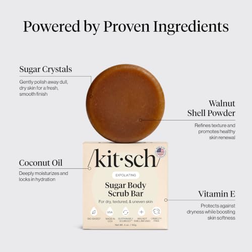 Kitsch Exfoliating Sugar Scrub Body Wash Bar Soap – Made in the - Product Imagery