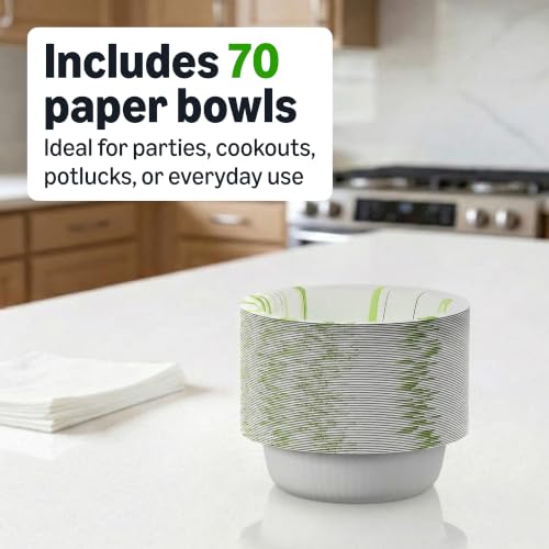Amazon Basics Everyday Paper Bowls, 10 Oz, Disposable, 70 Count, - Product Imagery