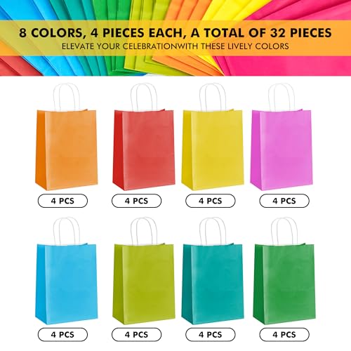 Gift Bags with Handles 32 Pack 5.8x3.2x8.25 in, Small Paper Bags - Product Imagery