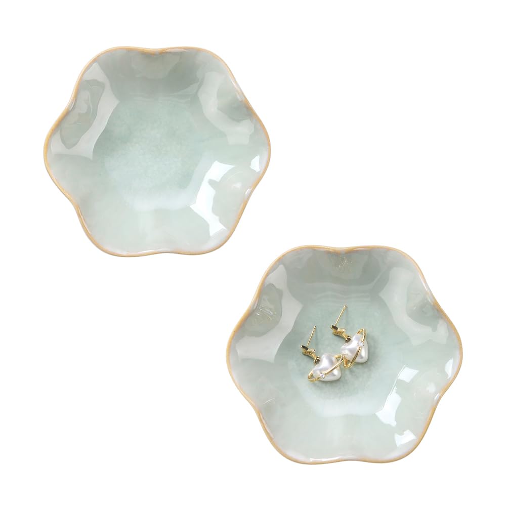 JAMEND CLXP Lotus Leaf Shape Ring Holder Dish, Small Key Bowl, Ceramic Trinket T - JAMEND CLXP Official Product View 7