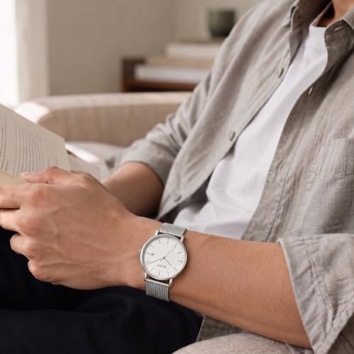 BUREI Men Wrist Watches Fashion Minimalist Thin Analog Quartz - Product Imagery