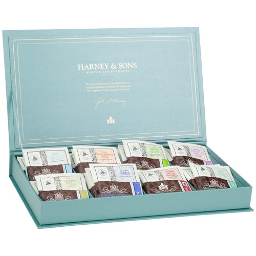 Harney Sons Teal Tea Chest Gift 32 Wrapped Sachets 8 Flavors - Harney & Sons Official Imagery - 1