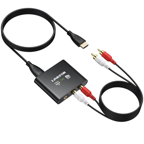 LiNKFOR 192KHz HDMI eARC/ARC Audio Extractor, HDMI to RCA & 3.5mm by LiNKFOR - Angle View 1