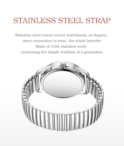 BESTKANG Large Face Easy to Read Stretch Band Watch， Women's - Product Imagery