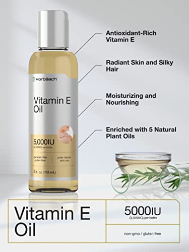 Horbäach Vitamin E Oil | 5000 IU | 8 oz (2 x 4oz) Value Pack - Product Imagery