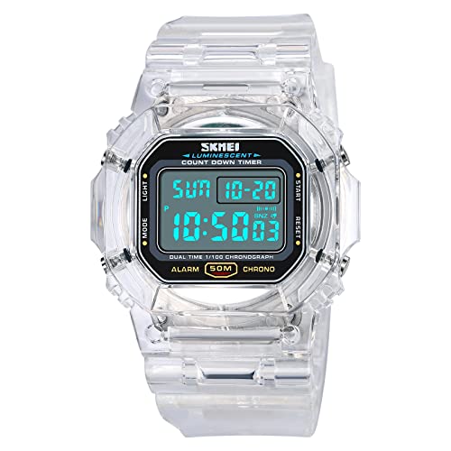 RNONDRY Womens Digital Watch Waterproof Men Clear Watches for - Product Imagery