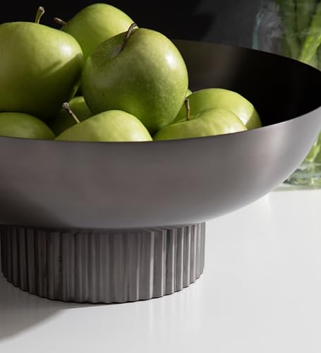 Kate and Laurel Rooks Ribbed Decorative Metal Bowl, 12 Inch - Product Imagery