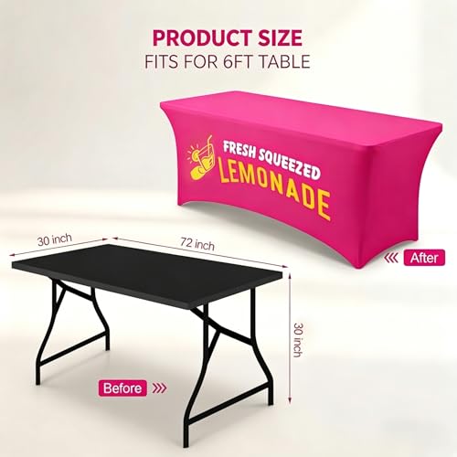Elastic Lemonade Stand Table Cloth – 70"x30" Fitted Polyester - Product Imagery