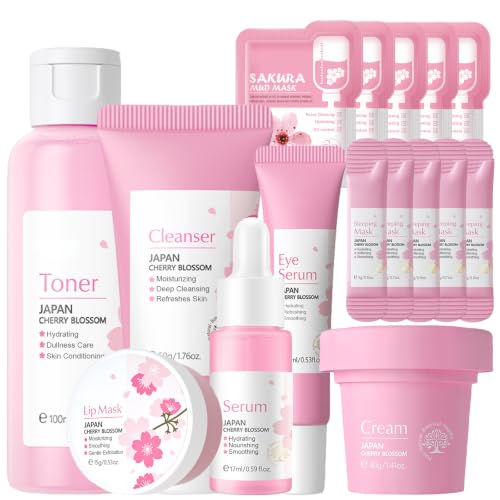 Sakura Face Care Set for Women 17Pcs Moisturizing Skin Care - LAIKME Official Imagery - 1