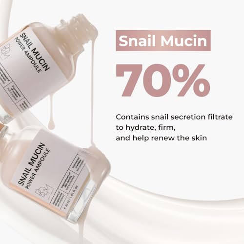 BOM Snail Mucin Power Ampoule 1.01 Fl Oz, 80% Snail Filtrate, - Product Imagery