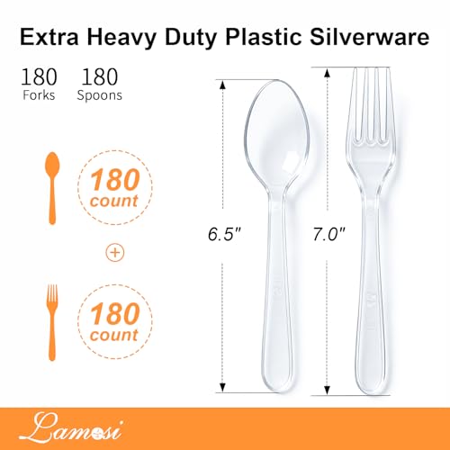 360 Count Extra Heavy Duty Clear Plastic Forks and Spoons - Product Imagery