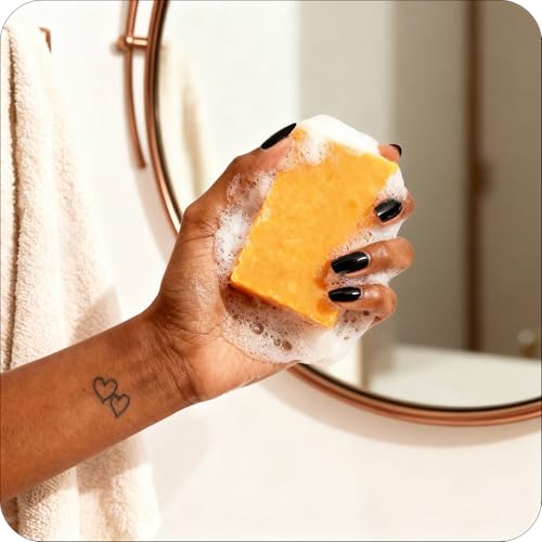Glo Melanin Turmeric Brightening Soap with Vitamin C, Alpha - Product Imagery