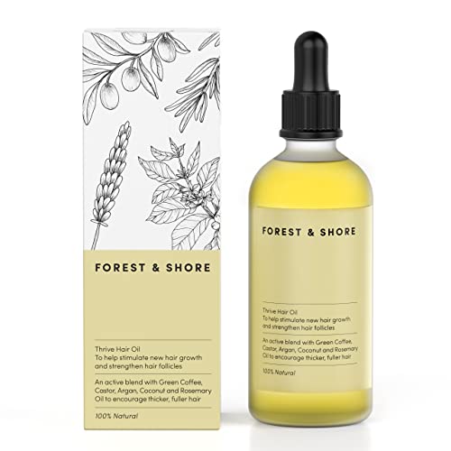 Forest & Shore Hair Growth Oil, 100% Natural, with Caffeine, Biotin, Castor , - Forest & Shore Official Product View 1