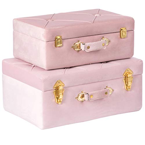 Vintiquewise Decorative Tufted Velvet Suitcase Treasure Chest - Product Imagery