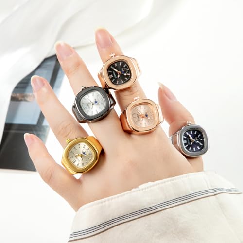 4Pcs Creative Ring Finger Watches Octagon Gradient Dial - Product Imagery