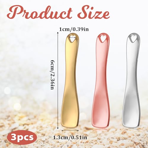 3 PCS Mini Metal Makeup Spatula, Reusable Skin Care Cosmetic - Product Imagery