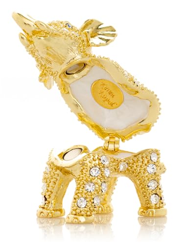 Keren Kopal Miniature Golden Elephant Trinket Box Faberge Style - Product Imagery