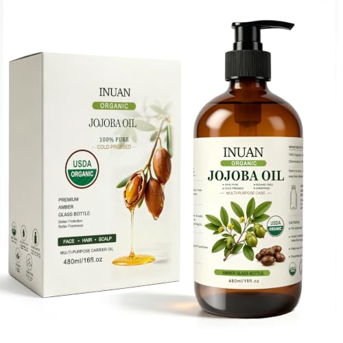 Organic Jojoba Oil USDA Certified Cold Pressed for Skin Hair - INUAN Official Imagery - 1