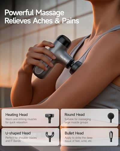 Mini Massage Gun Deep Tissue with Heat, FSA Eligible Massager - Product Imagery