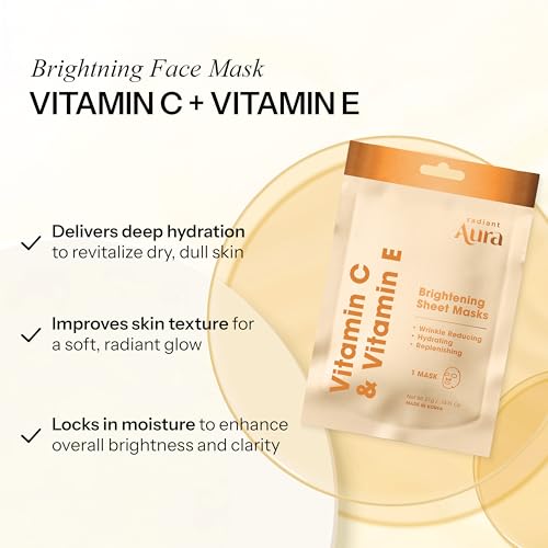 Vitamin E & Vitamin C Sheet Mask – Dermatologist Tested, Anti - Product Imagery