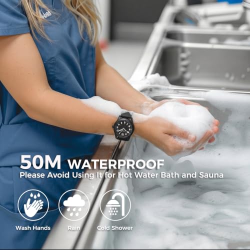 Nurse Watch for Nurse, Waterproof Watch for Swimming 24 Hour - Product Imagery