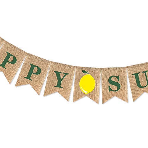 SWYOUN Burlap Happy Sukkot Banner Sukkah Jewish Holiday Party - Product Imagery
