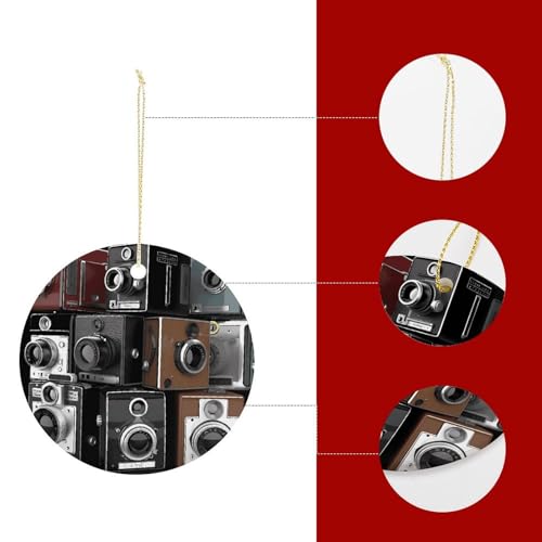 Retro Cool Camera Collection Christmas Ornament Round Ceramic - Product Imagery