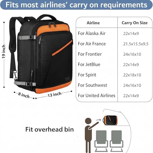 MATEIN Carry on Backpack for Airplane, Expandable Travel Bag for - Product Imagery