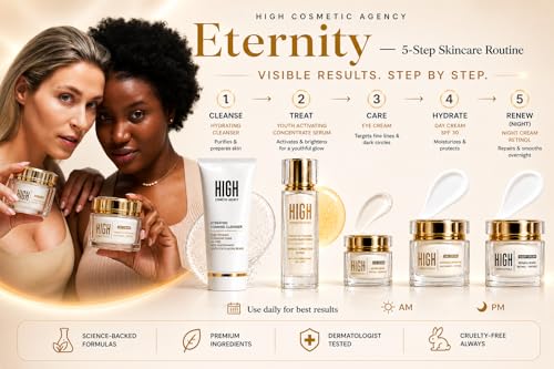 ETERNITY 5-Step Anti-Aging Skincare Set - Complete Face Care - Product Imagery