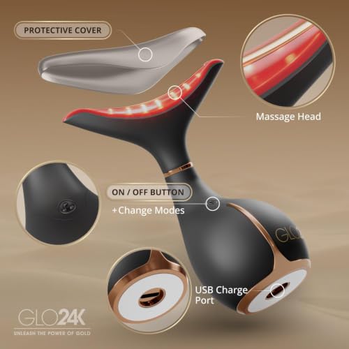 GLO24K LED Face Massager and Neck Wand - Beauty Skin Care Tool - Product Imagery
