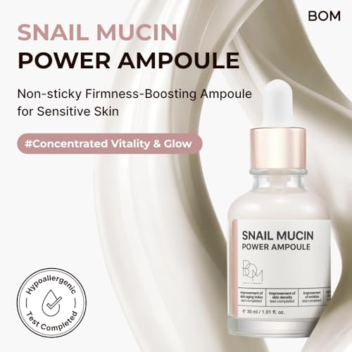 BOM Snail Mucin Power Ampoule 1.01 Fl Oz, 80% Snail Filtrate, - Product Imagery