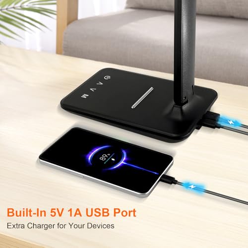 LED Desk Lamp for Office Home, Bright Desk Light with USB - Product Imagery