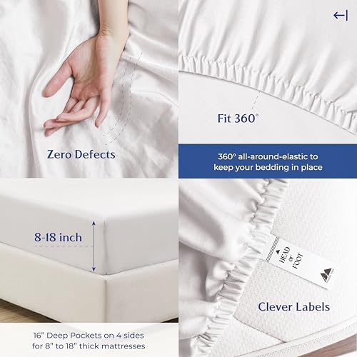 Mayfair Linen 100% Organic Cotton Sheets Queen Size - 4 PC White - Product Imagery