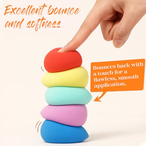 BEAKEY Makeup Sponge Set, 5 Pack Foundation Beauty Sponges & - Product Imagery