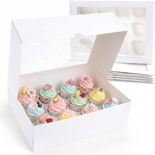 VGOODALL 12 Count Cupcake Boxes, 6 PCS Cupcake Container with - Product Imagery