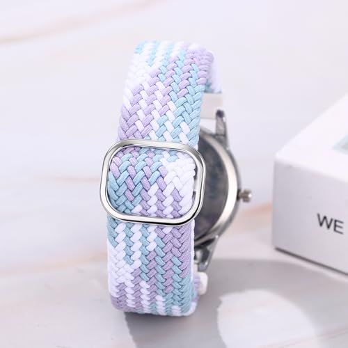 Lancardo Braided Elastic Strap Watch: Analog Quartz Adjustable - Product Imagery