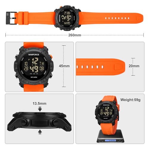 NAVIFORCE Men Sports Waterproof Digital Watches with Stopwatch - Product Imagery