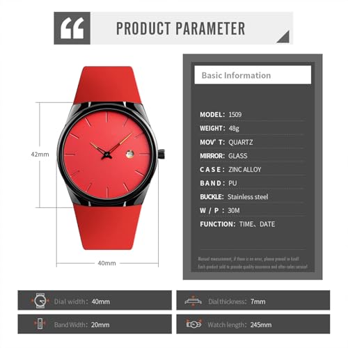 Fashion Wrist Watches for Men Casual Waterproof Unisex Analog - Product Imagery