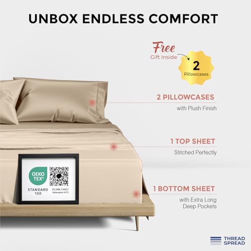 THREAD SPREAD 100% Egyptian Cotton Queen Sheets Set - 1200 - Product Imagery