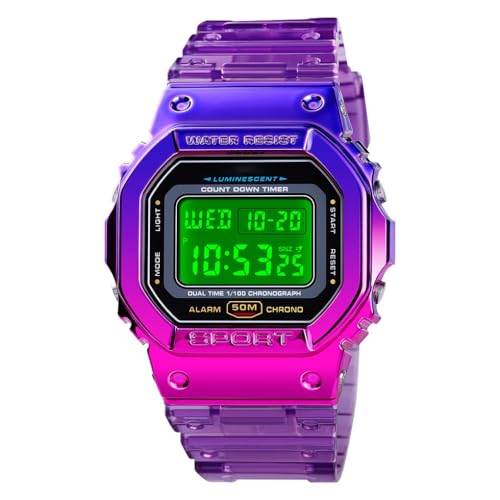 Gosasa Unisex Square Transparent Digital Watch with Chronograph - Product Imagery