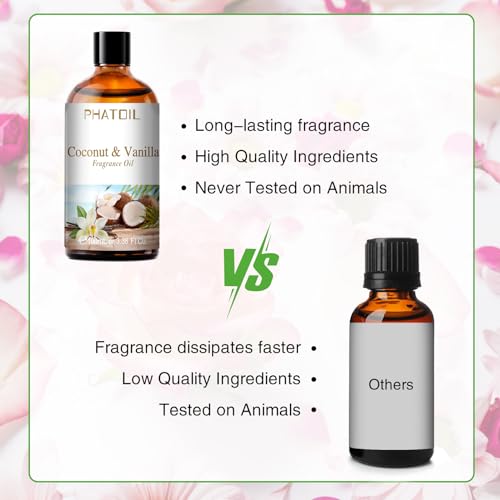 PHATOIL Coconut & Vanilla Fragrance Oil for Diffuser - Product Imagery