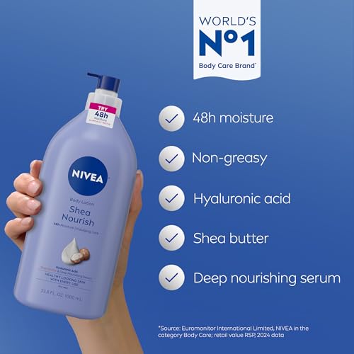 NIVEA Shea Nourish Body Lotion, Shea Butter & Hyaluronic Acid, - Product Imagery