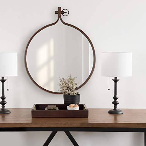 Kate and Laurel Yitro Round Metal Wall Mirror, 23.5 x 28.5, - Product Imagery