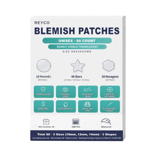 REYCO Unisex Blemish Patches 80 Count - 3 Shapes Mix Stars - Product Imagery