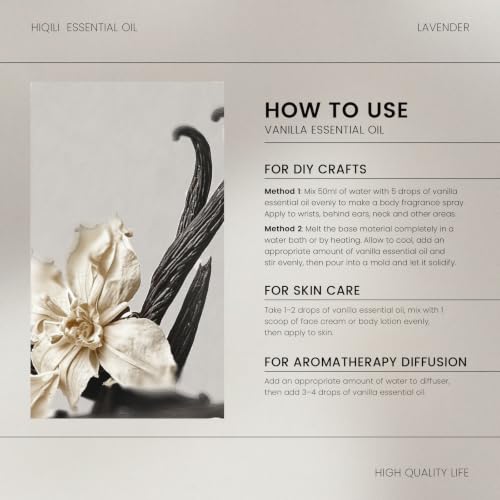 HIQILI Vanilla Essential Oil for Diffuser, Skin Care, Candle - Product Imagery