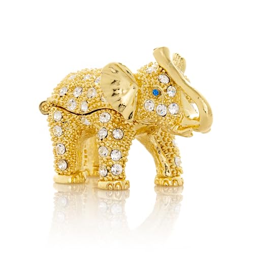 Keren Kopal Miniature Golden Elephant Trinket Box Faberge Style - Product Imagery