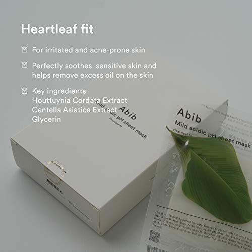 Abib Mild acidic pH sheet mask Heartleaf Fit 30ml (10pcs) - Product Imagery