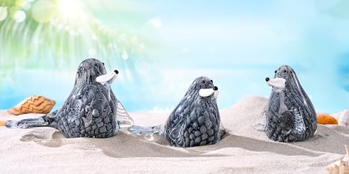 EUSTUMA Hand Blown Glass Seal Figurine,Sea Animal for Fish Tank - Product Imagery
